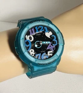 Casio BGA131 Shockresist Baby-G Ana-Digi Black Dial Mint Blue Wrist Watch - Picture 1 of 10