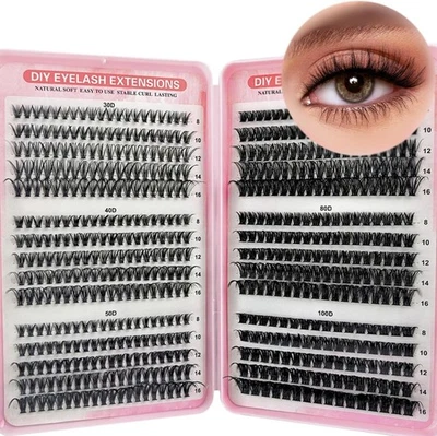 KEYRI 580 Stück Einzelwimpern, Cluster Lashes Set - Langlebige Wimperncluster