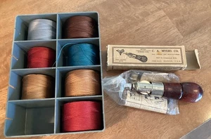 6 Spools Robinson 2oz. Nylon Thread Size 18 & C.A. Myers’s Sewing Awl - Picture 1 of 7