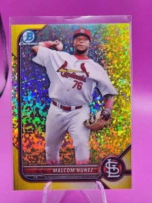 2022 Bowman Chrome Prospects Malcom Nunez #BCP-42 Yellow Mini Diamond Refractor  - Image 1 of 2