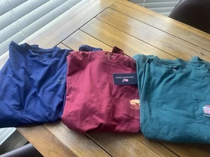 Boy XL 18 Vineyard Vine sunset dog long sleeve pocket tee Blue Whale Green Santa - Picture 1 of 7