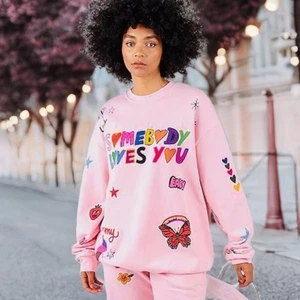 Revolve Mayfair X Scream Colour Sweatshirt Somebody Loves You Graphic Pullover O - Picture 1 of 12