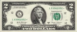 2017A $2 Uncirculated Federal Reserve Star Note 1.28M Run - Rare! - Picture 1 of 2