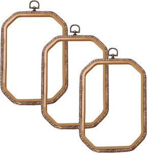 3 Pieces 7 x 10 Inch Rectangle Embroidery Hoop, Imitated Wood Cross Stitch Ho... - Picture 1 of 8
