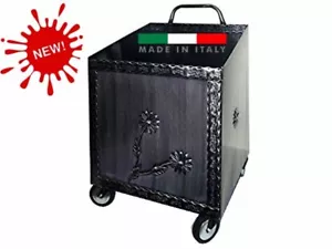 CARRELLO PORTALEGNA PORTAPELLET FERRO BATTUTO PER PELLET O LEGNA 42x37x72 cm - Foto 1 di 3
