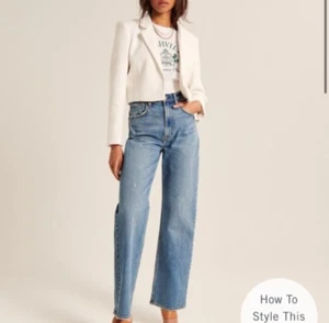 NWT Abercrombie & Fitch Cropped Blazer Cream Jacket Business Casual Sz L $99 N93 - Picture 1 of 11