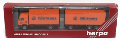Herpa 1480 HO 1:87 Mercedes COE truck w/ trailer Deutrans Orange MIB Germany - Image 1 of 2