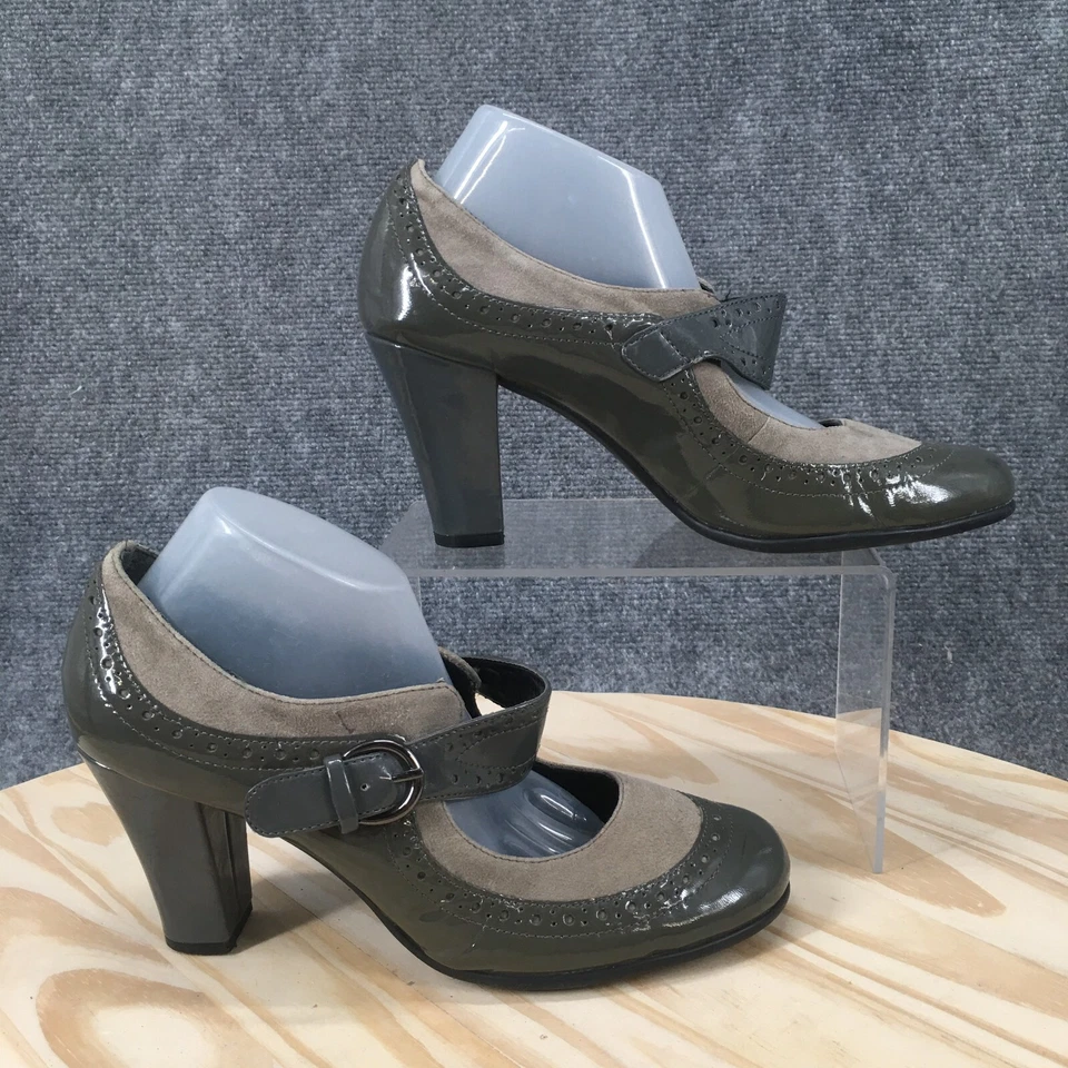 Aerosoles Shoes Womens 7 M Roleplay Mary Jane Gray Leather Casual Block Heels - Image 1 of 4