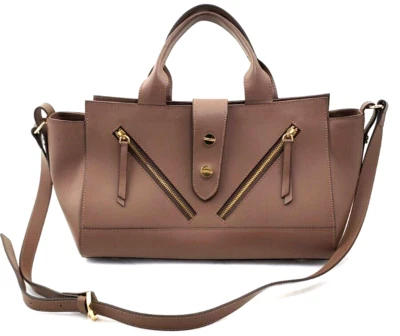 Alberta Di Canio Taupe Brown Hard Leather Satchel Shoulder Bag Made In Italy - Image 1 of 4