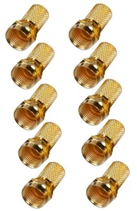 10 Pack F type RG6 Twist On Coax Cable RF Connector Gold Satellite Antenna TV - Picture 1 of 1