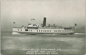 LITHO Monticello Steamship Co. Advertising Steamer "Napa Valley" California 1910 - Picture 1 of 2