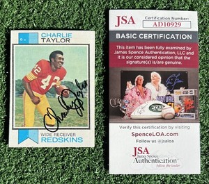 1973 Topps #236 CHARLIE TAYLOR Autograph Washington Redskins JSA COA AUTO HOF