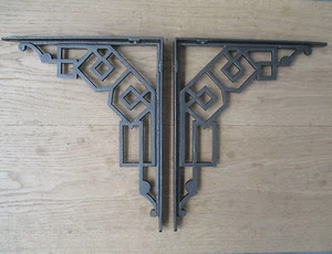 PAIR OF ANTIQUE ART DECO CAST IRON SHELF BRACKETS SHELVING SINK CISTERN BRACKET - Picture 1 of 1