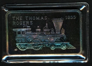 VINTAGE SILVER ART BAR THE THOMAS ROGERS LOCOMOTIVE   1855, RAILROAD RARE - Picture 1 of 3