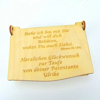 HOLZTEILCHEN KRUKOW Taufkiste Geschenk zur Taufe Schatulle Kiste Holz Taufgeschenk Taufspruch Gravur