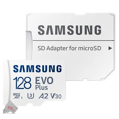 Tarjeta de memoria Samsung EVO Plus MicroSD 128GB, 130MBs con adaptador Foto 1 de 4