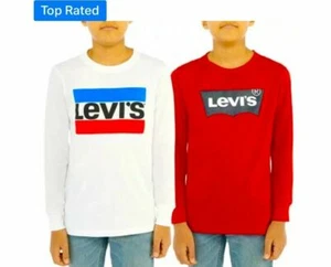 Levi’s boys long sleeve tees 2pk COMBO Cotton Size 5/6 Red + White - Picture 1 of 5