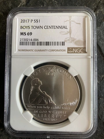 2017-P Boys Town Centennial Silver Dollar NGC MS69 Cover