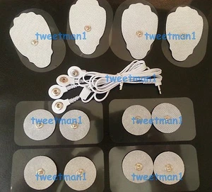 ELECTRODE LEAD CABLE (2.5mm)+ 8 LG, 8 SM PADS Works w/ FOR DIGITAL MASSAGER TENS - Picture 1 of 1