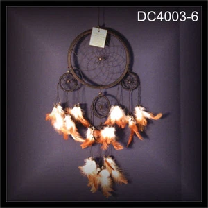 5-Ring Traumfänger, Indianer Dreamcatcher, Zwirn schwarz 17x50cm (DC4003-6) - Bild 1 von 1