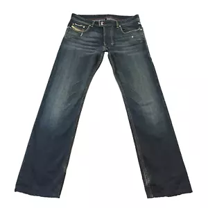 Diesel Herren Jeans W32 L32 Dark Wash Blau Schnurrhaare Reißverschluss Gesäßtasche Y2K Vintage Farco - Bild 1 von 18