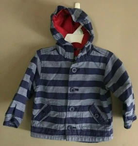 Boys Old Navy Size 18-24M Blue & Red Button Up Hooded Lightweight Jacket  SL - Picture 1 of 3