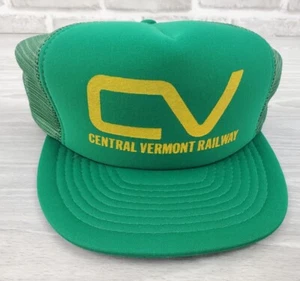 CV CENTRAL VERMONT RAILWAY HAT CAP VINTAGE TRUCKER HAT MESH SNAP BACK - Picture 1 of 6