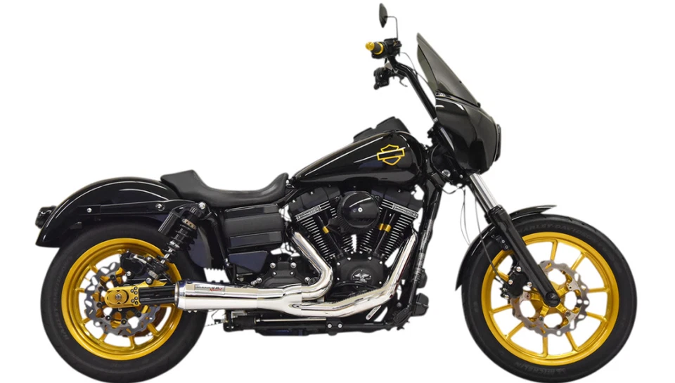 Bassani Road Rage Ripper 2 Into 1 Chrome Exhaust System 2:1 Harley Dyna  - Image 1 of 1