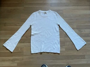 Michael Kors Ladies Womens Bell Sleeved Woolly Style Jumper (White) Size Small - Picture 1 of 19