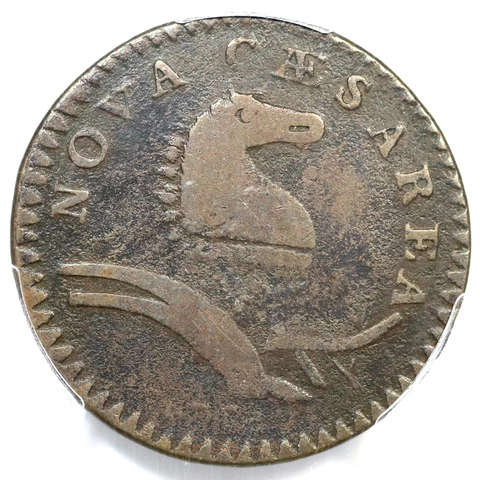 1786 M 24-P R-2 PCGS VG 10 Curved Plow New Jersey Colonial Copper Coin Cover