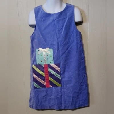 Vestido Talbots Niños Talla 5 Azul Púrpura Sin Mangas Fiesta Cumpleaños Jersey A419 Foto 1 de 3