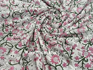 Hand Block Print Running Fabric Kids Dressmaking Fabric Pure Cotton Voile Fabric - Picture 1 of 5