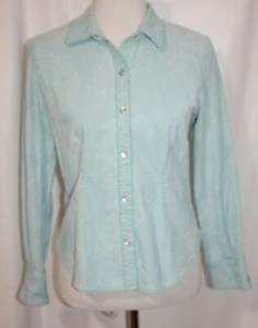 J.Jill Women's Corduroy Blouse Light Blue Stretch Pearl Snaps Western Size Small - Picture 1 of 12