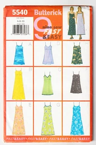 Vestido Butterick 5540 Correas de Cintura Altas 6-8-10 Patrón de Costura Fácil SIN CORTAR - Imagen 1 de 2