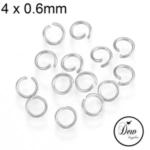 100 x 4mm 0.6 stainless steel jump rings connectors jewellery findings jumpring - Picture 1 of 2