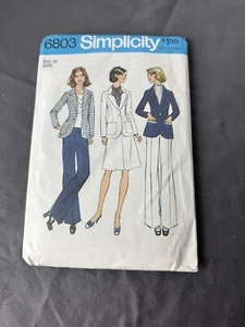 Vtg 1970s Simplicity 6803 Pant Suit Blazer Misses Sewing Pattern Sz 14 Cut - Picture 1 of 3