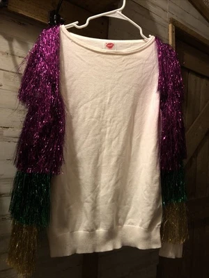 Mardi Gras Pullover White Sweater  - Image 1 of 2