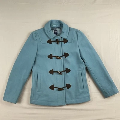 Vintage Gap Wool Blend Toggle Pea Coat Blue Duffle Style Winter Jacket Small - Image 1 of 4