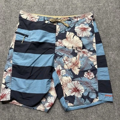 PATAGONIA Wavefarer Board Shorts Para Hombres 34x9 Azul Floral Nadar Hawaiano Foto 1 de 4