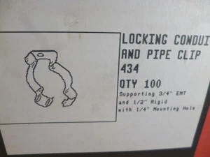 GB-434 LOCKING CADDY CONDUIT & PIPE CLIPS 3/4" EMT & 1/2" RIGID 1/4" HOLE QTY100 - Picture 1 of 5