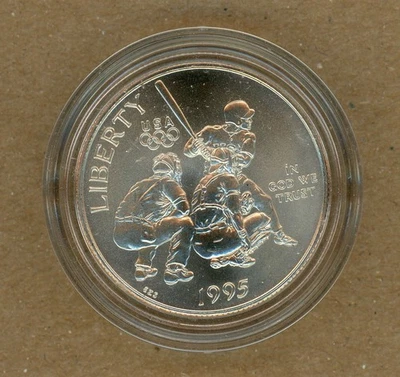 1995 Olympic Baseball Half Dollar US Mint UNC 50C Commemorative Coin - Image 1 of 2