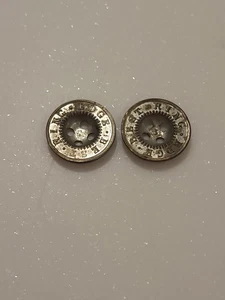 Vintage 2 Pc Silver Metal 4-Hole Buttons for Sewing Crafts Jeans Denim - Picture 1 of 2