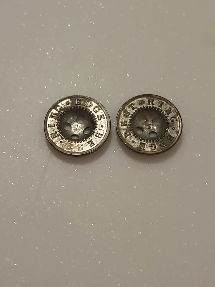 Vintage 2 Pc Silver Metal 4-Hole Buttons for Sewing Crafts Jeans Denim - Image 1 of 2