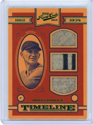 2016 Panini Prime Cuts HERB PENNOCK Timeline Game-Used Patch SSP /5 - Red Sox - Image 1 of 2
