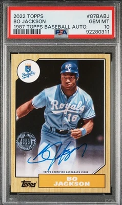2022 TOPPS BO JACKSON 1987 TOPPS BEISEBOL AUTÓGRAFOS #87BABJ PSA 10 (POP 2) - Imagem 1 de 3