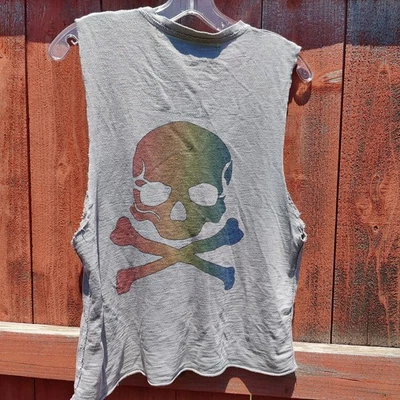 Soul Cycle Aviator Nation Sleeveless Tank Top T-shirt Size Small Gray Rainbow - Image 1 of 4