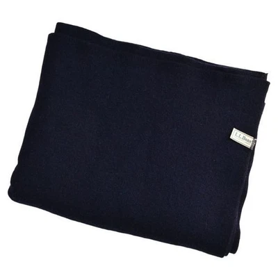 Rare L.L.Bean Camp Wool Blanket Vintage Extra Large Navy USA-made Pre-owned 80's - Image 1 of 4