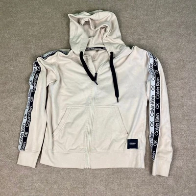 Calvin Klein Women's XS Performance Full Zip Hoodie White Athleisure Logo Trim - Image 1 of 4
