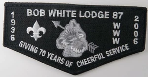 Bob White Lodge 87 S30 Flap 70th Anniversary BLK background - Picture 1 of 2