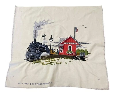 De colección Arte Crewel Bordado Aguja Montaje Monte Clemens MI Tapiz 1974 Tren Foto 1 de 4